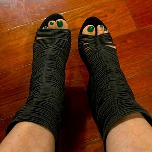 Jeffery Campbell 4 inch velvet wedge